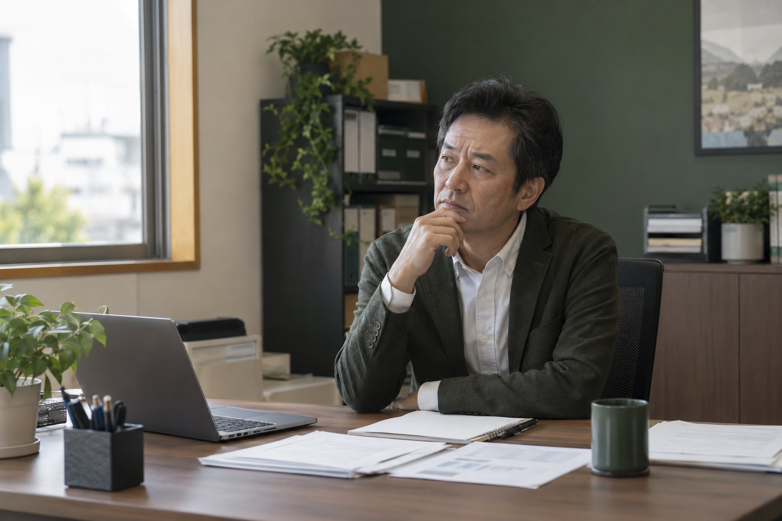 社員の育成について考える中小企業の経営者のイメージ